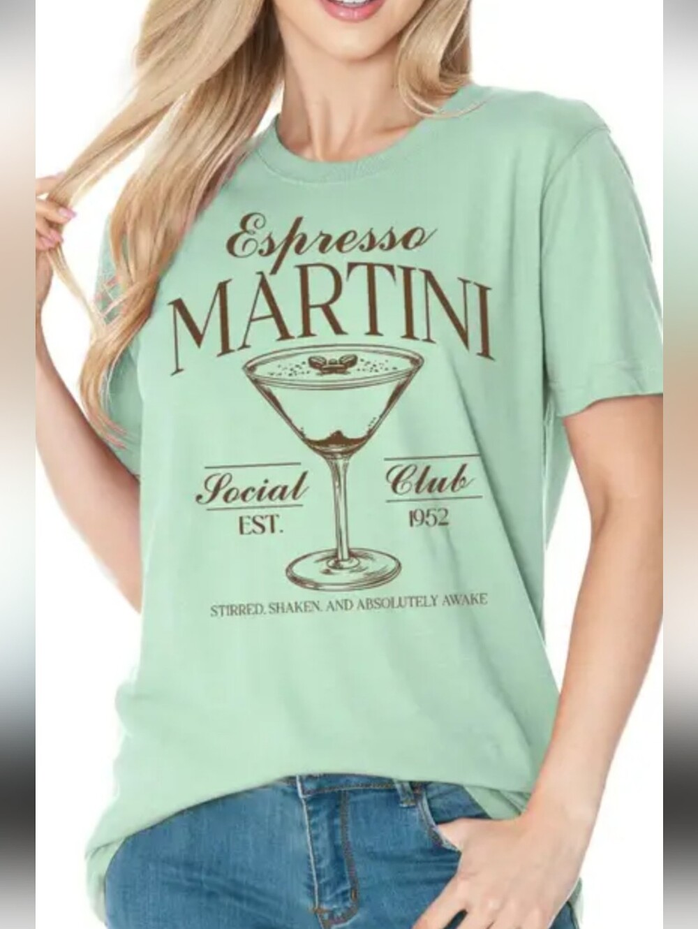 **Fashion Nova Mint Green Espresso Martini Graphic Tee